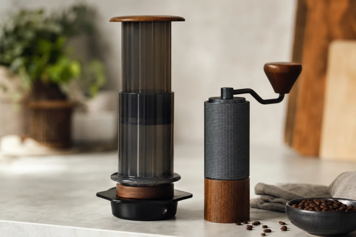 AeroPress представила кавовий прес і ручну кавомолку з горіха